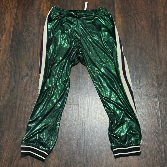 Gucci Shiny Green Web Accent Men’s Cropped Joggers Small - Picture 5 of 14